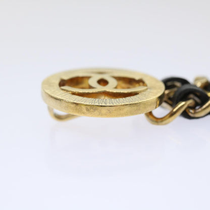 CHANEL Chain Belt Metal Leather Gold Tone Black CC ar9801B