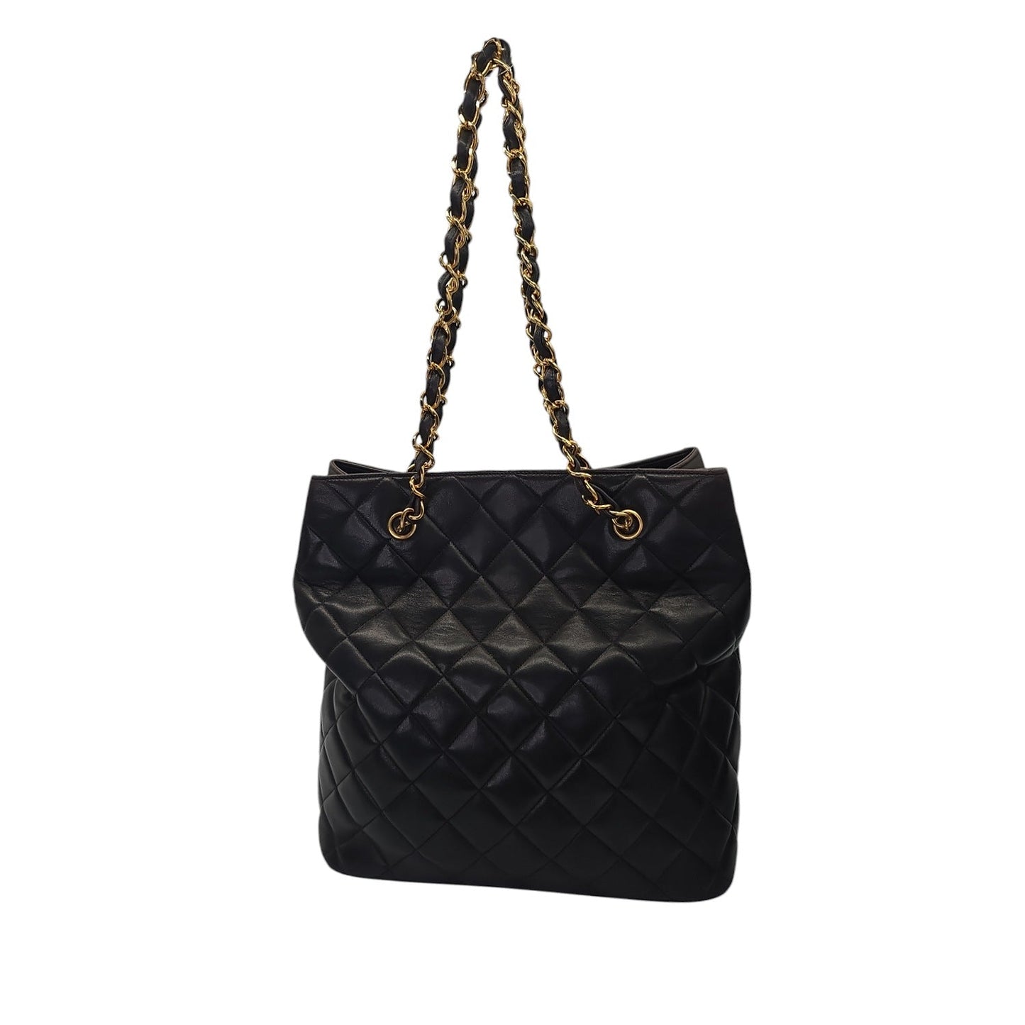 Chanel 90s Quilted Lambskin Oversize CC Shopping Tote