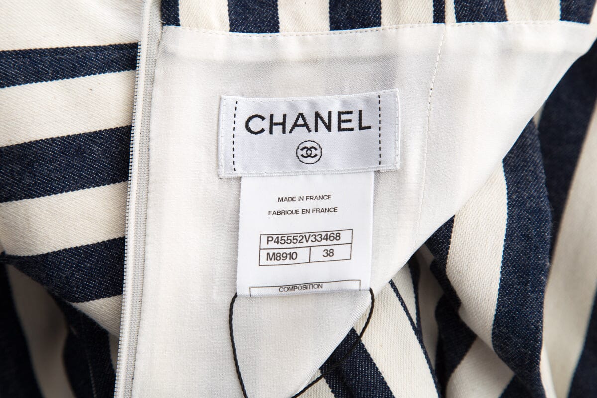 Chanel Striped Nautical Canvas Denim Jumpsuit SZ 38