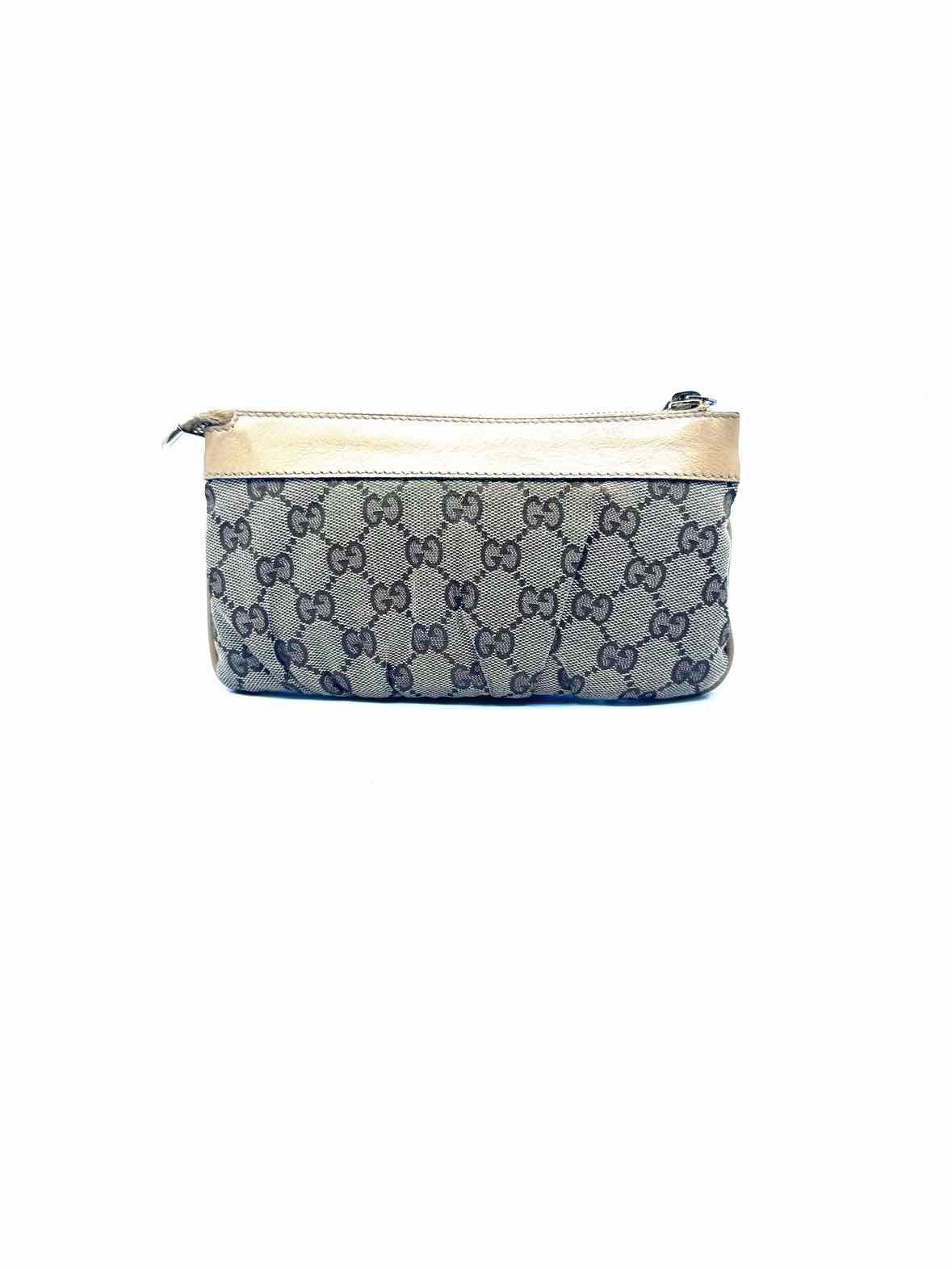 GUCCI Brown Canvas, Leather LOGO Wristlet