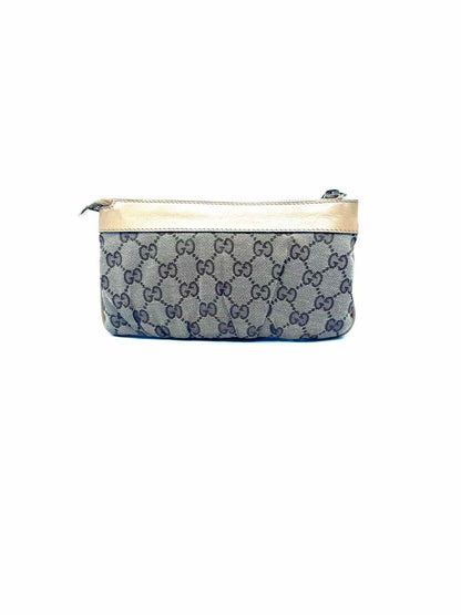 GUCCI Brown Canvas, Leather LOGO Wristlet