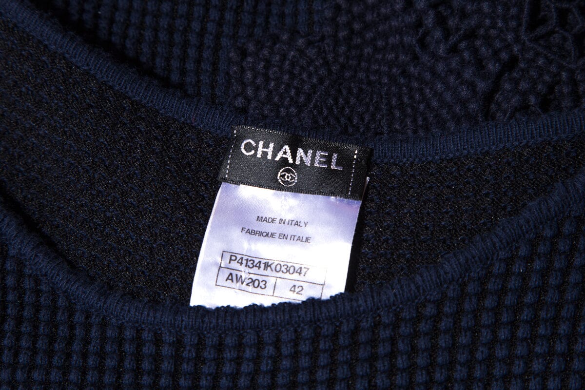 Chanel Navy & Black Lace Top SZ 42
