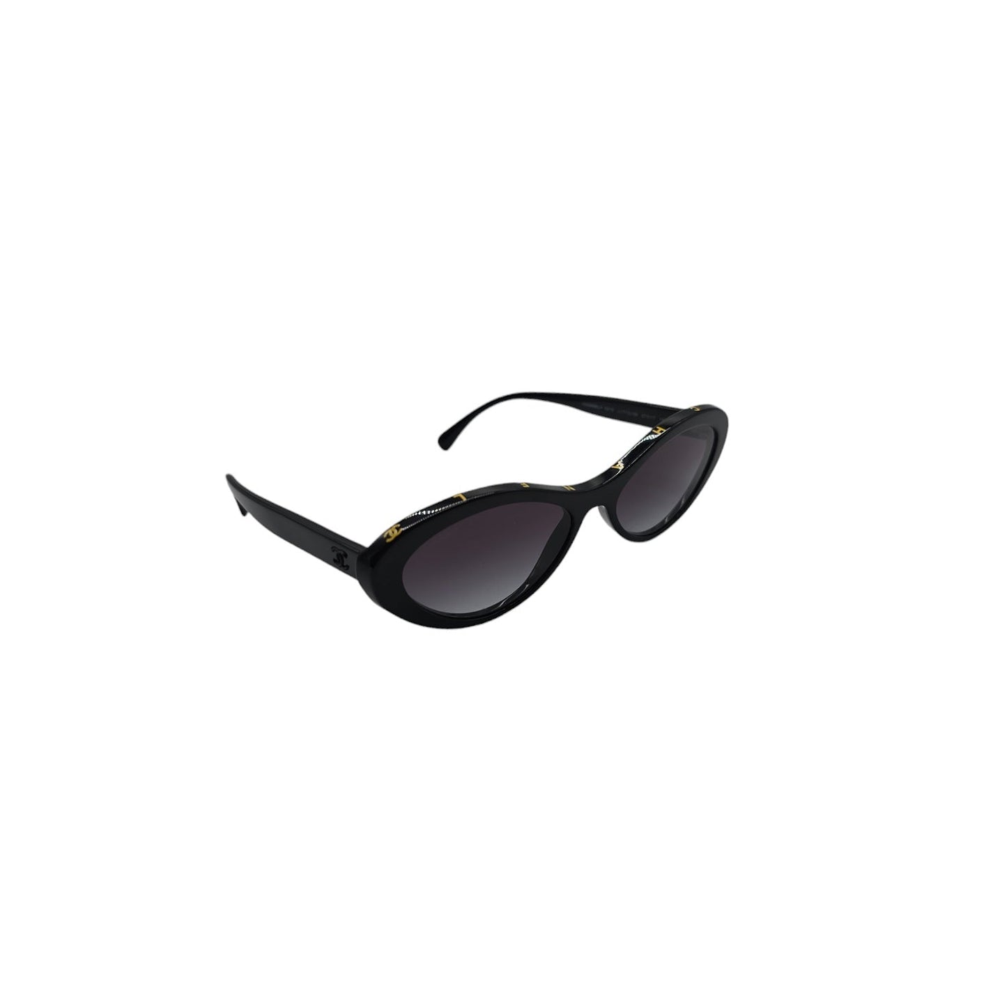 Chanel 5416 Black and Gold Oval Sunglasses