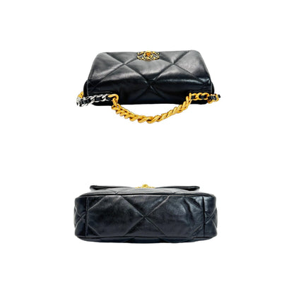 Chanel 19 Quilted Lambskin CC Medium Black Flap Bag