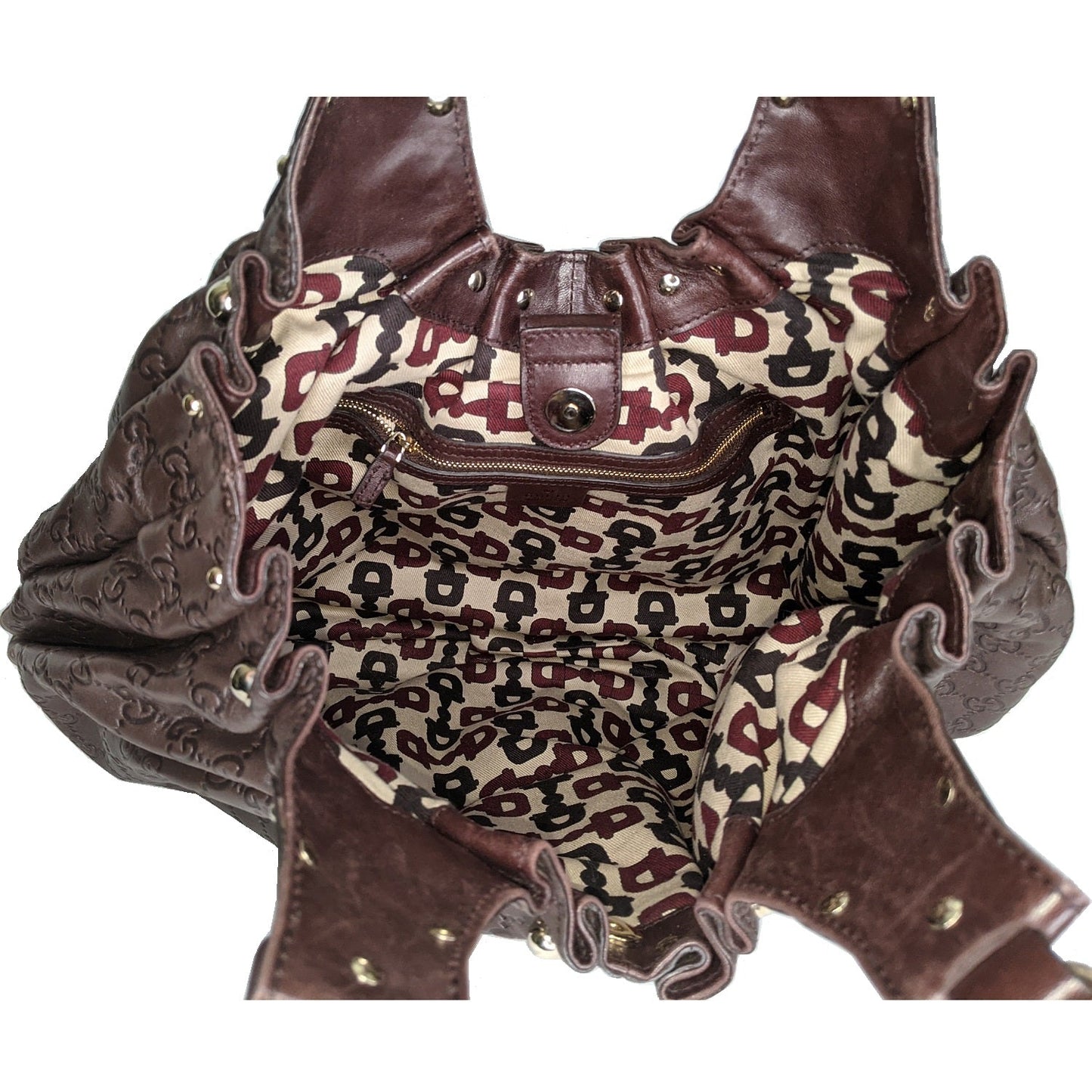 Gucci Brown Guccissima Leather Studded Pelham Tote