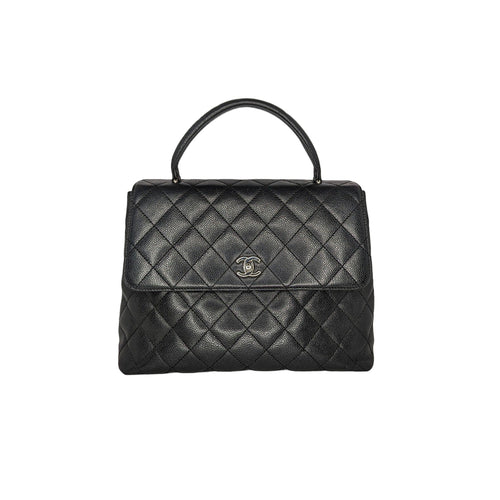 Chanel Vintage Caviar Quilted Kelly Top Handle Bag
