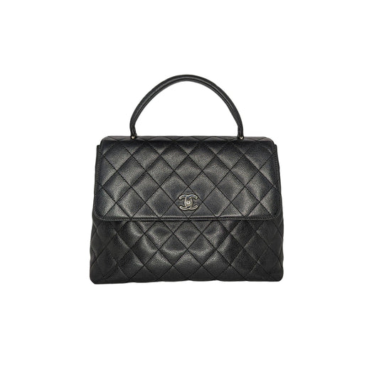 Chanel Vintage Caviar Quilted Kelly Top Handle Bag