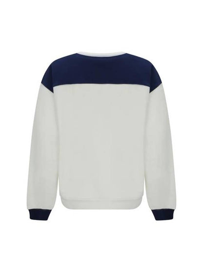 Gucci 1921 Logo Print Cotton Jersey Sweatshirt Ivory Blue