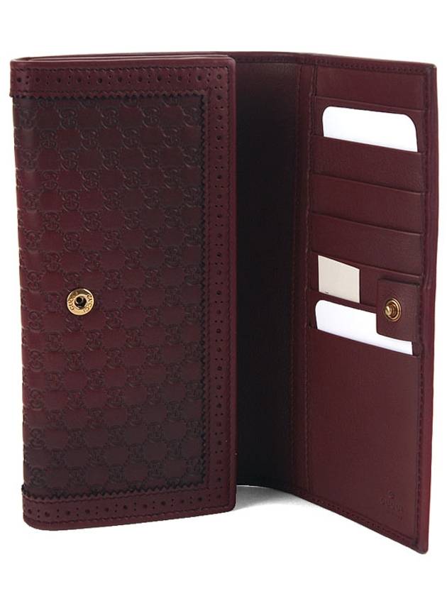 Gucci Antique Lace Leather Long Wallet Burgundy Wine