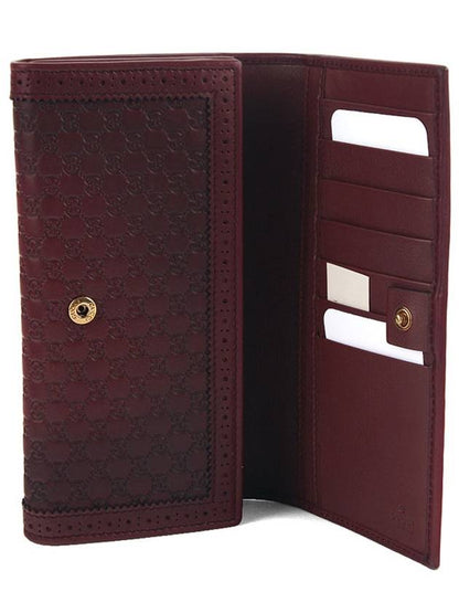 Gucci Antique Lace Leather Long Wallet Burgundy Wine