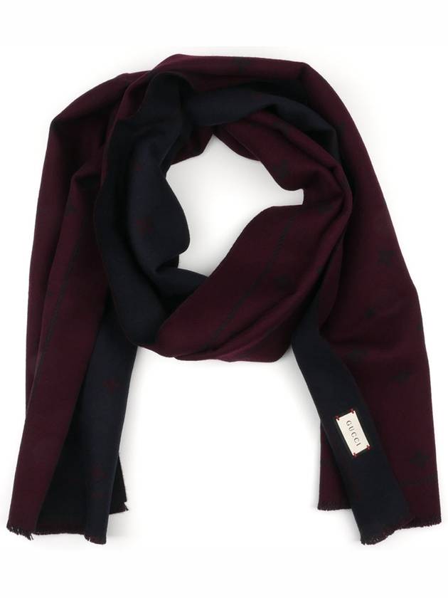 Gucci Bee Pattern Muffler Burgundy