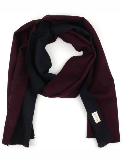Gucci Bee Pattern Muffler Burgundy