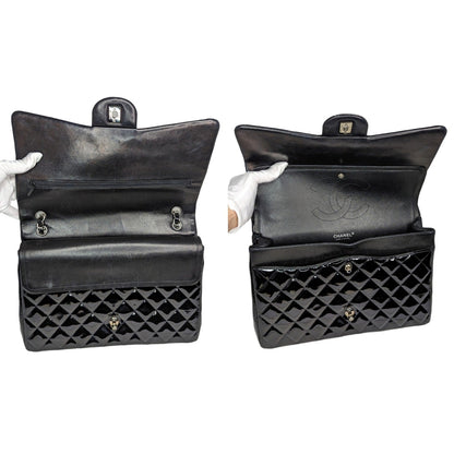 Chanel Patent Quilted Maxi Classic Double Flap Black