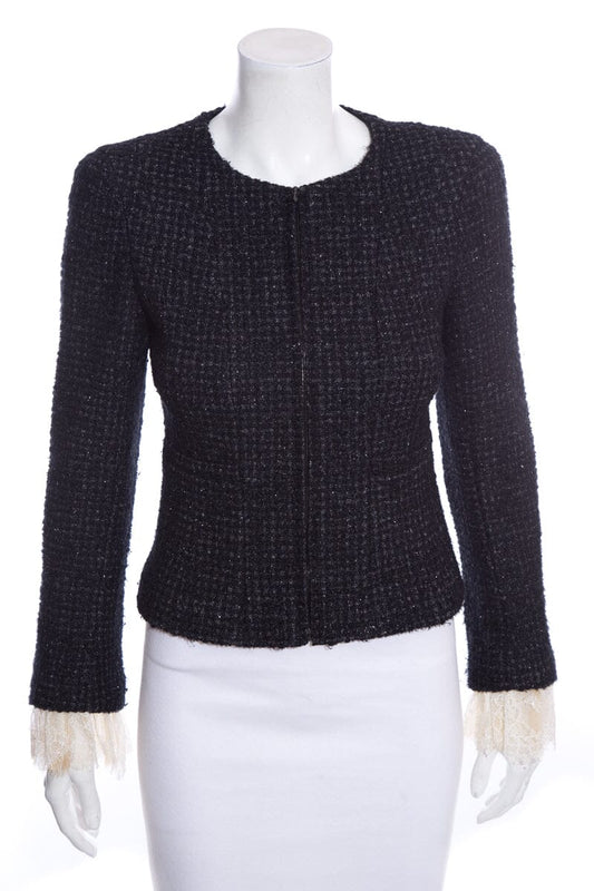 Chanel Navy Fantasy Tweed Jacket SZ 36