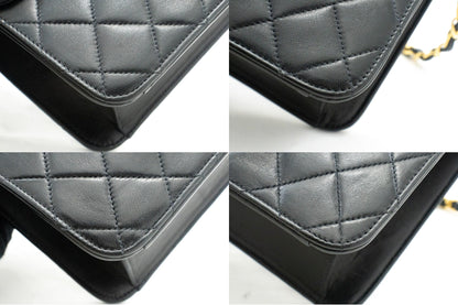 CHANEL Chain Shoulder Bag Clutch Black Quilted Flap Lambskin Purse k11
