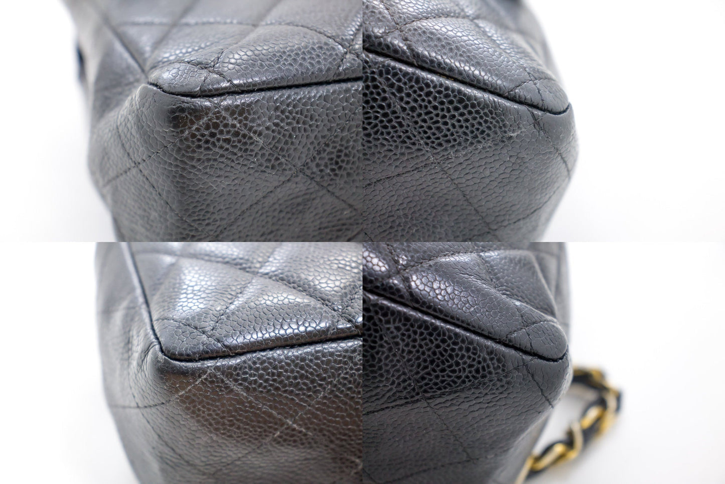 CHANEL Jumbo Caviar 11" Large Chain Shoulder Bag Flap Black Quilt e23