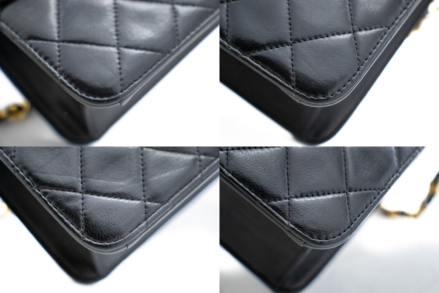 CHANEL Small Chain Shoulder Bag Clutch Black Quilted Flap Lambskin j85