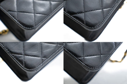 CHANEL Small Chain Shoulder Bag Clutch Black Quilted Flap Lambskin j85