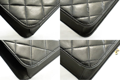 CHANEL Chain Shoulder Bag Clutch Black Quilted Flap Lambskin Purse k36