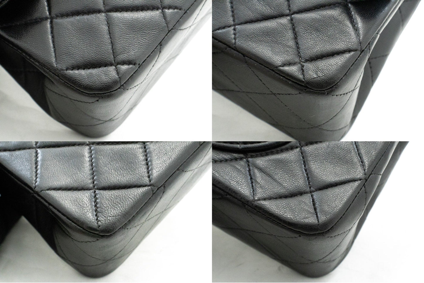 CHANEL Classic Double Flap 9" Chain Shoulder Bag Black Lambskin k51