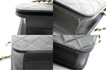 CHANEL Full Flap Chain Shoulder Bag Clutch Black Quilted Lambskin k19