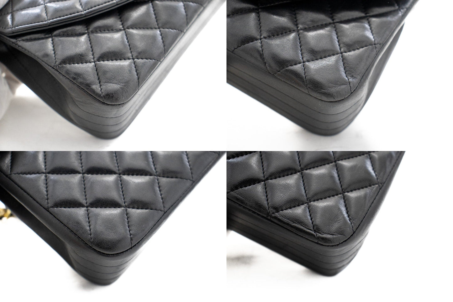 CHANEL Half Moon Chain Shoulder Bag Crossbody Black Quilted Flap j18