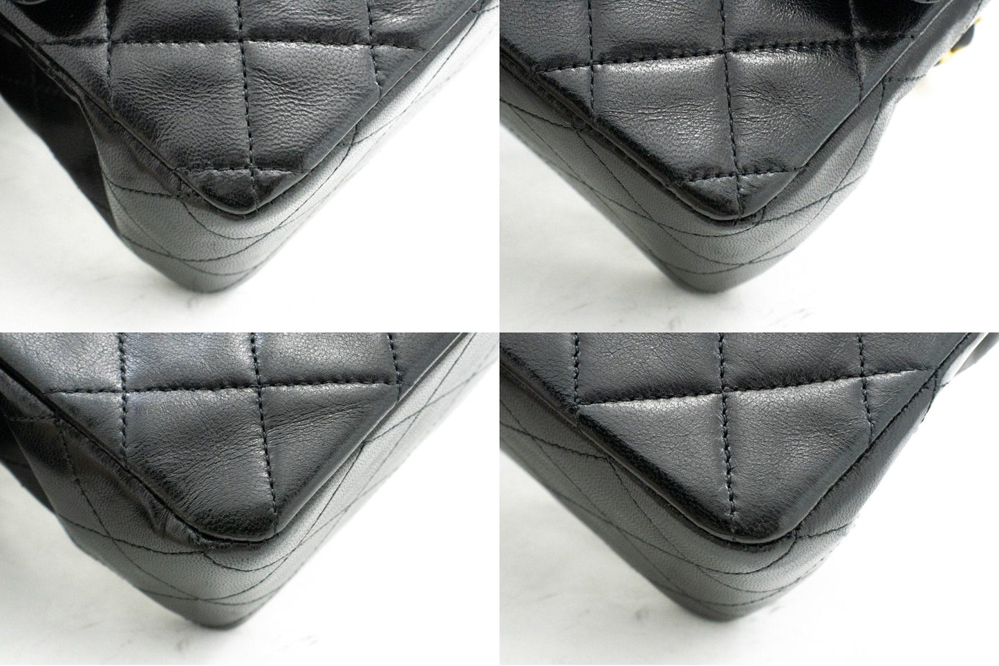 CHANEL Classic Double Flap 10" Chain Shoulder Bag Black Lambskin k60
