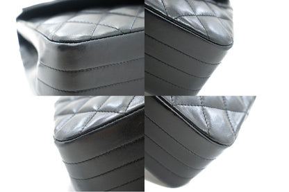 CHANEL Half Moon Chain Shoulder Bag Crossbody Black Quilted Flap k22