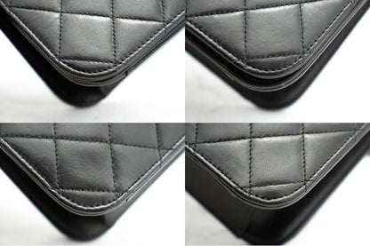 CHANEL Full Flap Chain Shoulder Bag Clutch Black Quilted Lambskin k82