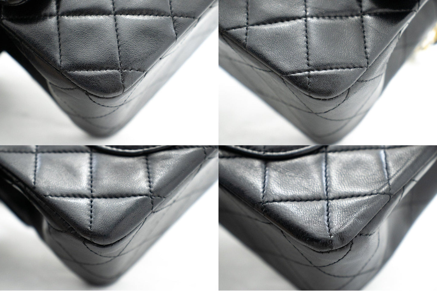 CHANEL Classic Double Flap 9" Chain Shoulder Bag Black Lambskin k80