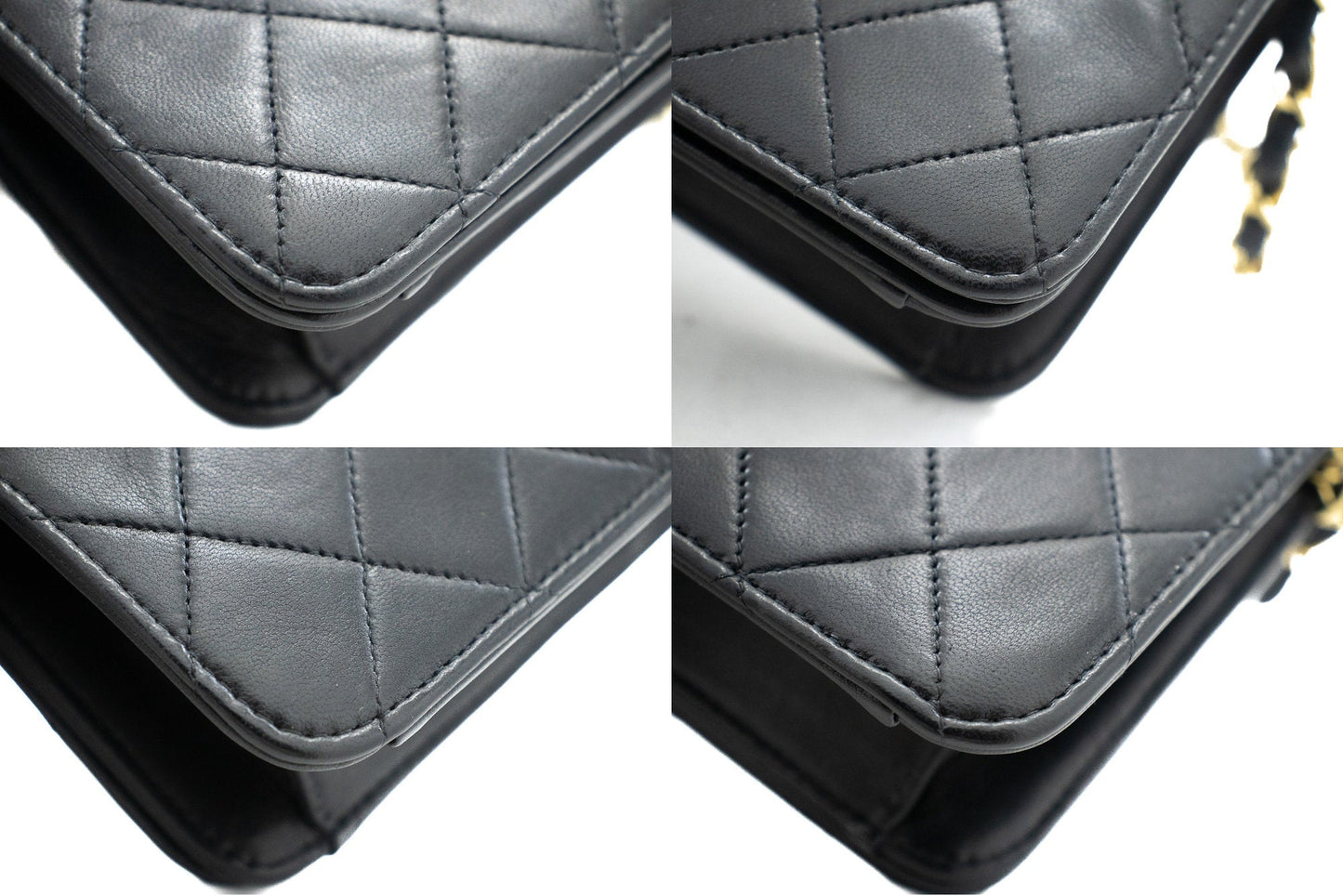 CHANEL Full Flap Chain Shoulder Bag Clutch Black Quilted Lambskin j67