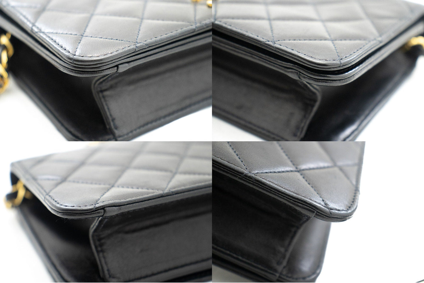 CHANEL Full Flap Chain Shoulder Bag Clutch Black Quilted Lambskin k09