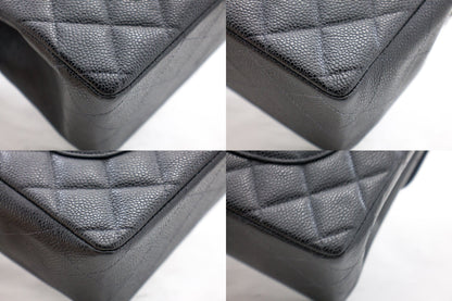 CHANEL Classic Large 11" Chain Shoulder Bag Black Grained Calfskin h58