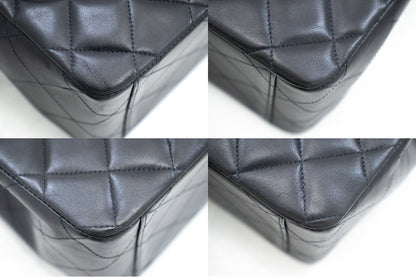 CHANEL Classic Large 13" Flap Chain Shoulder Bag Black Lambskin j63
