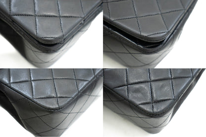 CHANEL Full Flap Chain Shoulder Bag Black Quilted Lambskin Leather j95