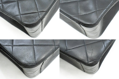 CHANEL Classic Large 13" Flap Chain Shoulder Bag Black Lambskin j58