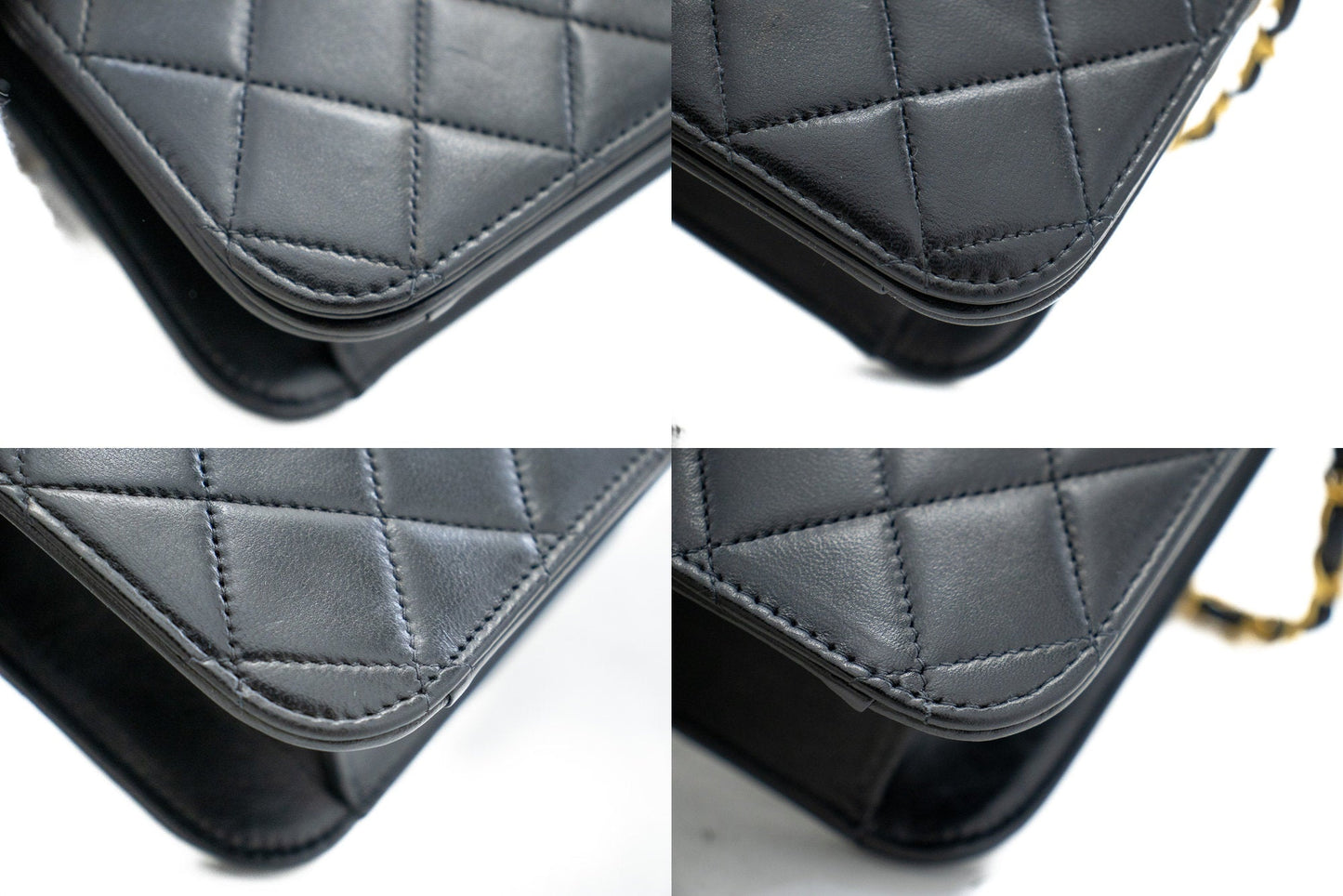 CHANEL Full Flap Chain Shoulder Bag Clutch Black Quilted Lambskin j59