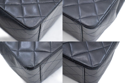 CHANEL Classic Large 13" Flap Chain Shoulder Bag Black Lambskin j56