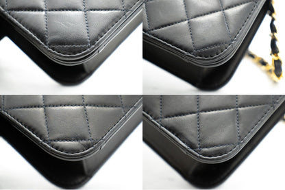 CHANEL Full Flap Chain Shoulder Bag Clutch Black Quilted Lambskin k78