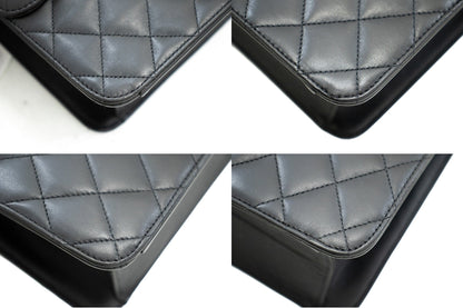 CHANEL Chain Shoulder Bag Clutch Black Quilted Flap Lambskin Purse j78