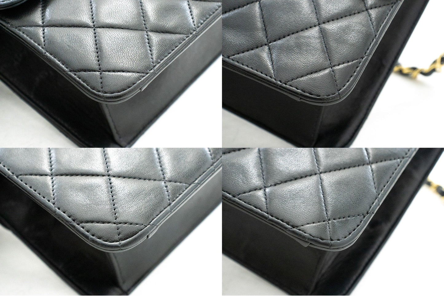 CHANEL Chain Shoulder Bag Clutch Black Quilted Flap Lambskin Purse k05