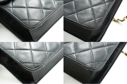 CHANEL Chain Shoulder Bag Clutch Black Quilted Flap Lambskin Purse k05