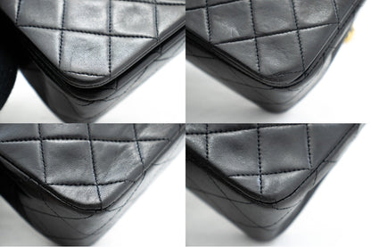 CHANEL Full Flap Chain Shoulder Bag Clutch Black Quilted Lambskin k84
