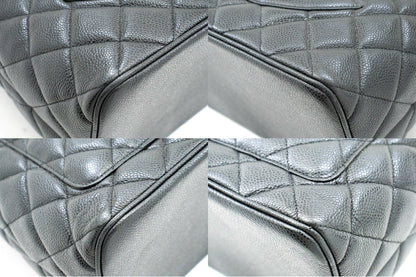 CHANEL Silver Medallion Caviar Shoulder Bag Grand Shopping Tote i75