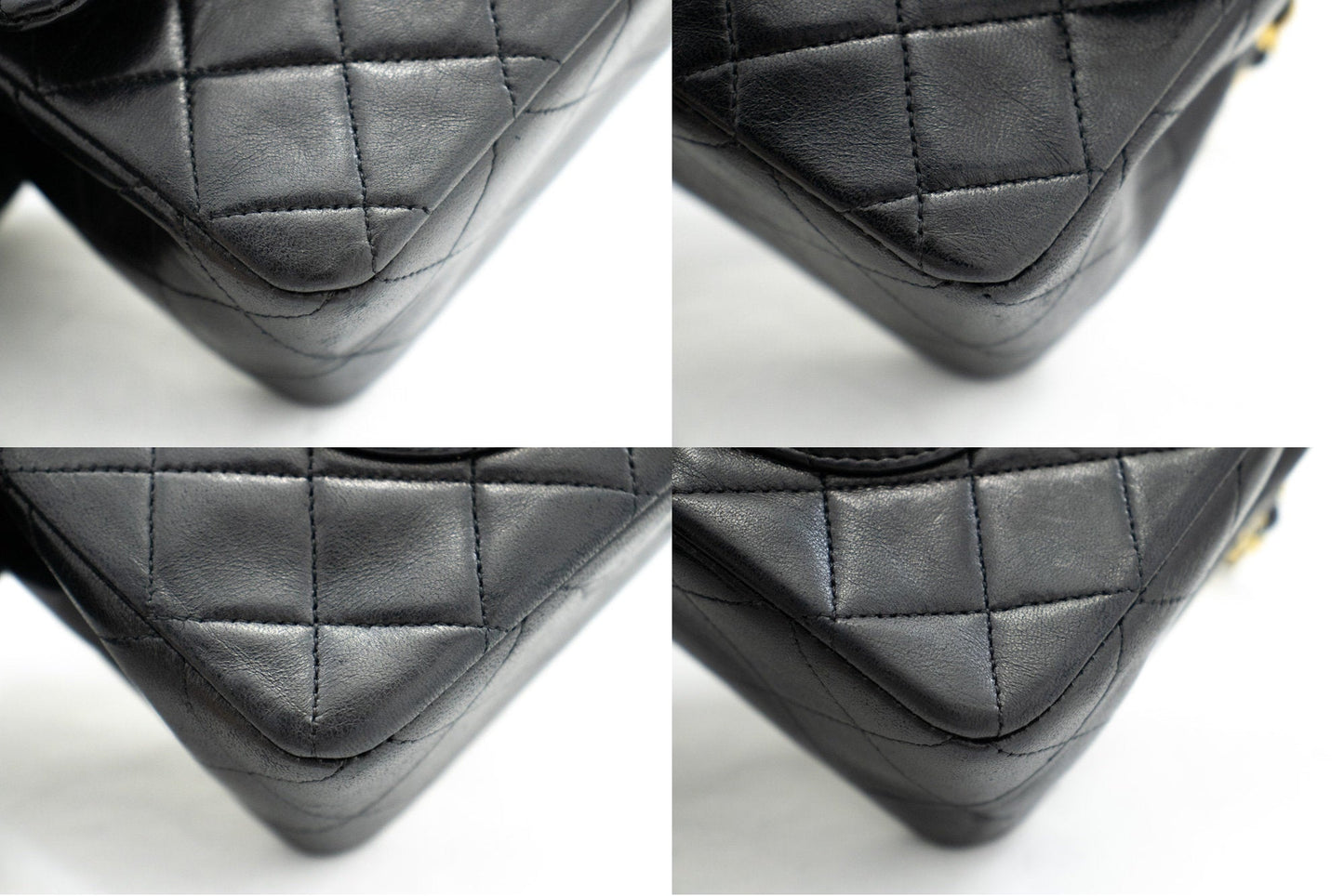 CHANEL Classic Double Flap 9" Chain Shoulder Bag Black Lambskin k65