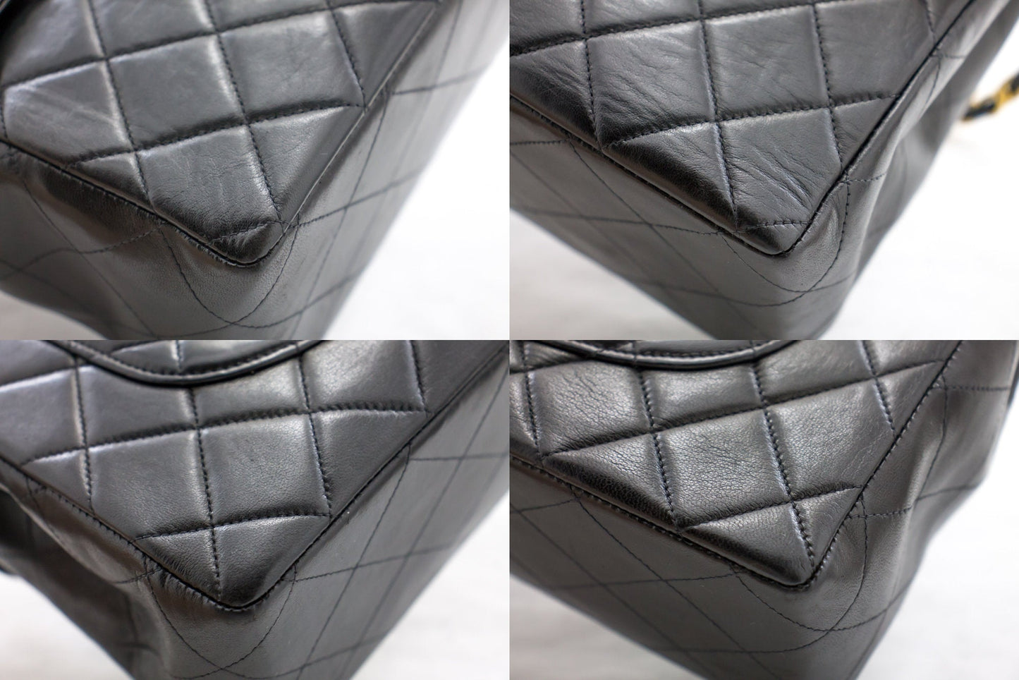 CHANEL Jumbo 11" Large Chain Shoulder Bag Flap Black Lambskin Gold f98