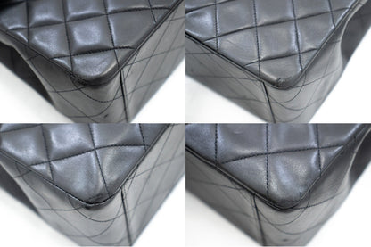 CHANEL Classic Large 13" Flap Chain Shoulder Bag Black Lambskin j74