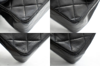 CHANEL Classic Double Flap Medium Chain Shoulder Bag Black Lamb k70