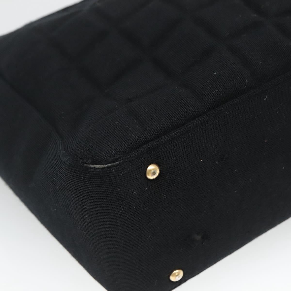 CHANEL Choco Bar line Shoulder Bag Canvas Black CC BA034