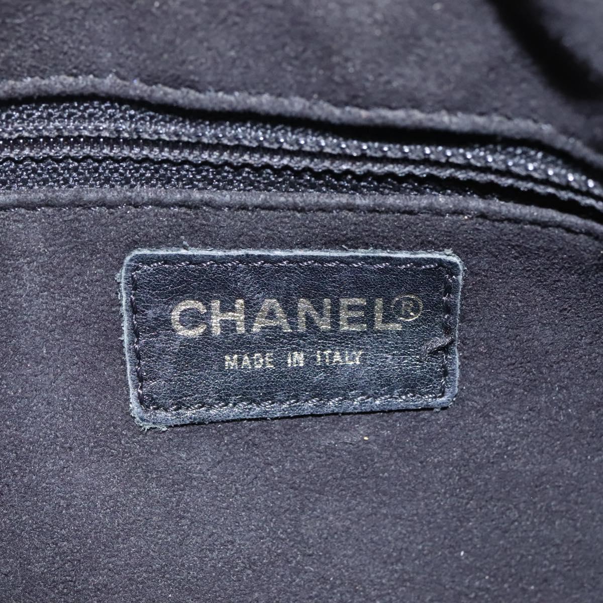 CHANEL Choco Bar line Shoulder Bag Canvas Black CC BA034